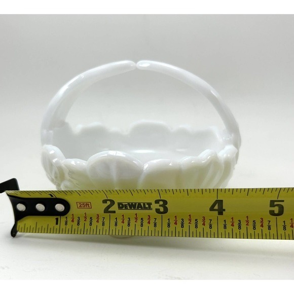 Vintage Westmoreland Milk Glass Split Handle Pansy Basket Candy Dish Trinket MCM - Picture 11 of 11